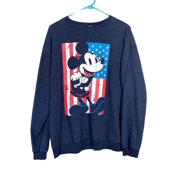 Disney Mickey Mouse American Flag Sweatshirt Size Medium - Picture 1 of 16